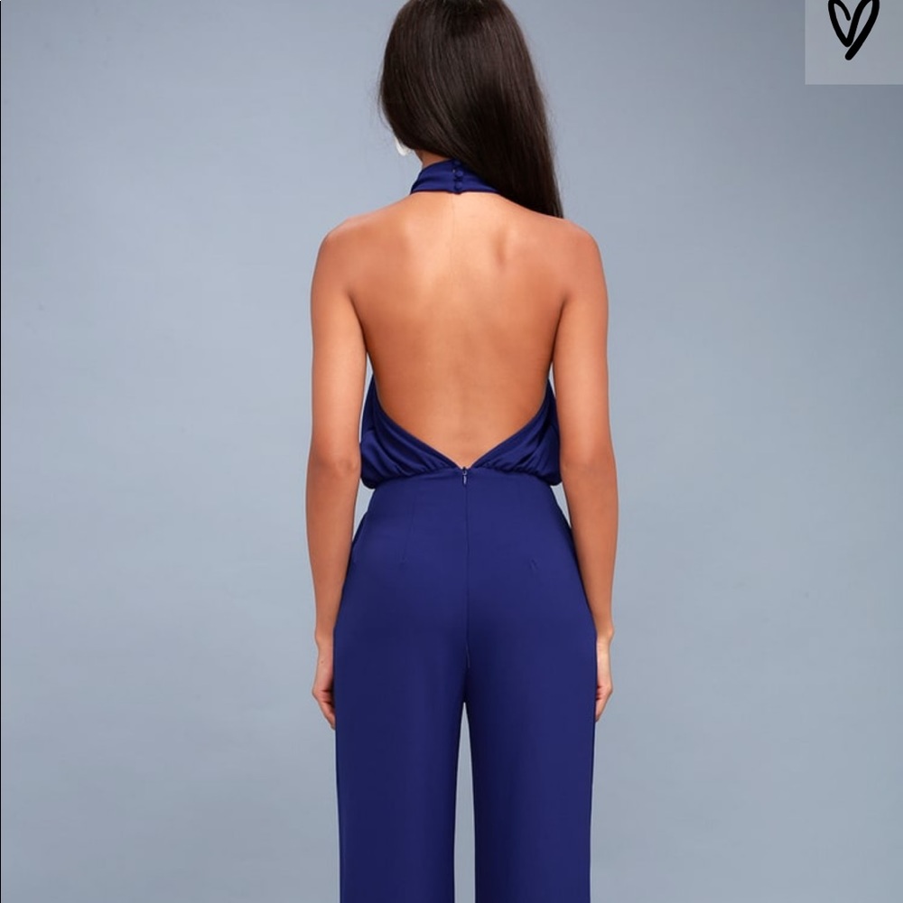 Royal Blue Halter Jumpsuit - Picture 3 of 4